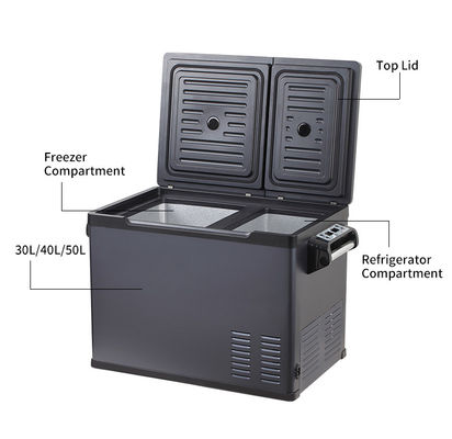 16 Kgs Διπλό έλεγχο 30L DC12V 24V Αυτοκινητό ψυγείο ψυγείο Ηλιακό πάνελ τροφοδοτείται για κάμπινγκ